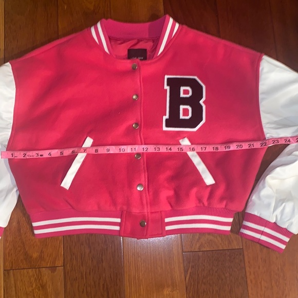 Barbie Pink Varsity Letter Baseball Jacket Love Tree Coat Large - Picture 11 of 13